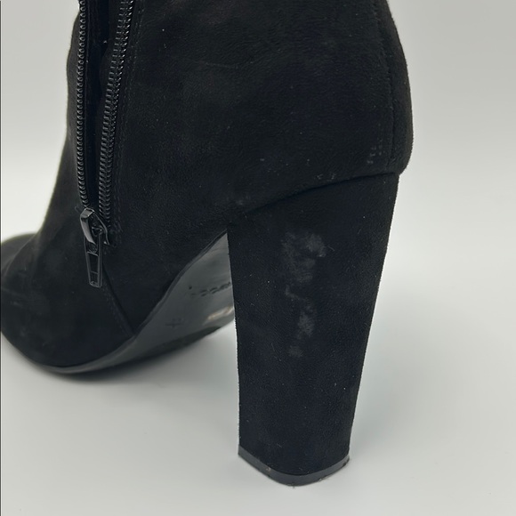 BAMBOO Faux Suede Ankle Boots Women's 9 Black Chunky Heel Booties Zip Almond Toe - Picture 13 of 16